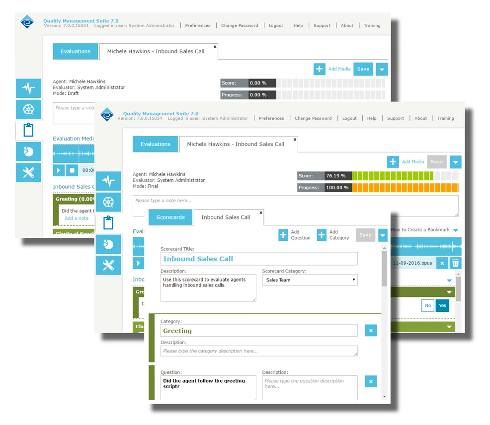 Altitude Quality Management Suite — evaluation scorecards and coaching interface