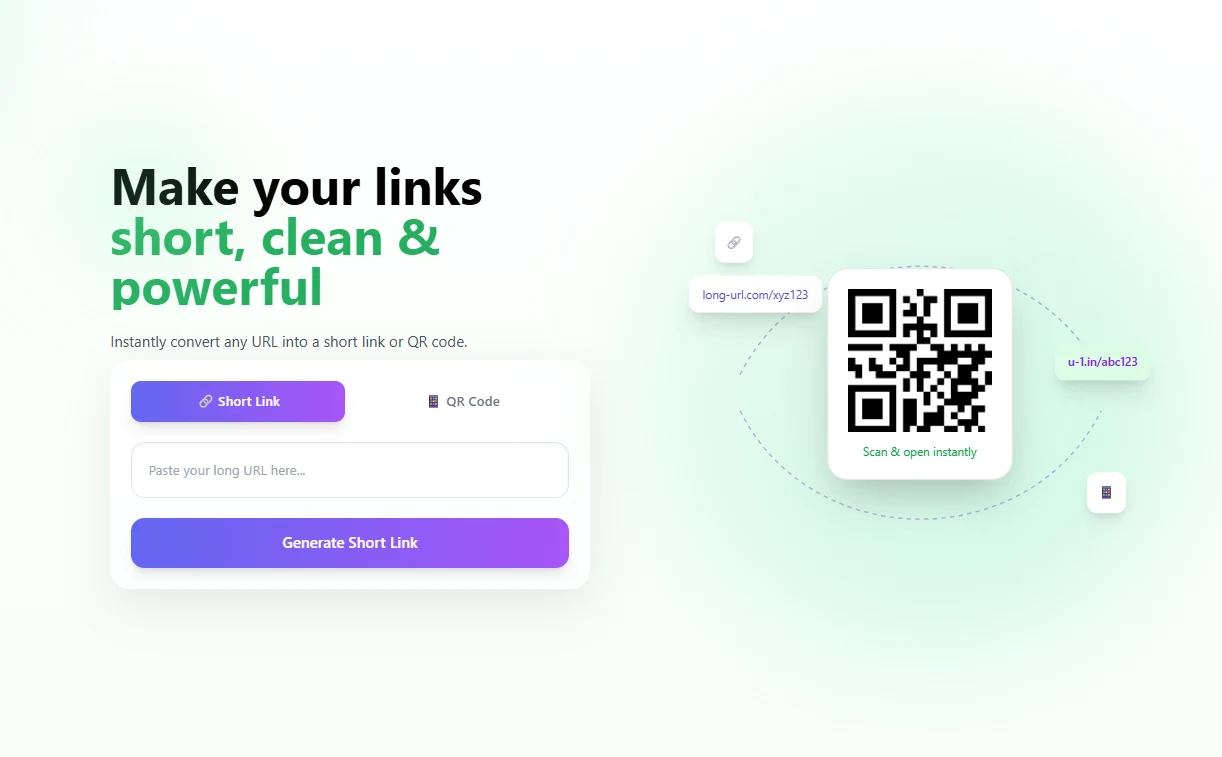 Altitude URL Shortener — paste a long URL to instantly generate a short link or QR code