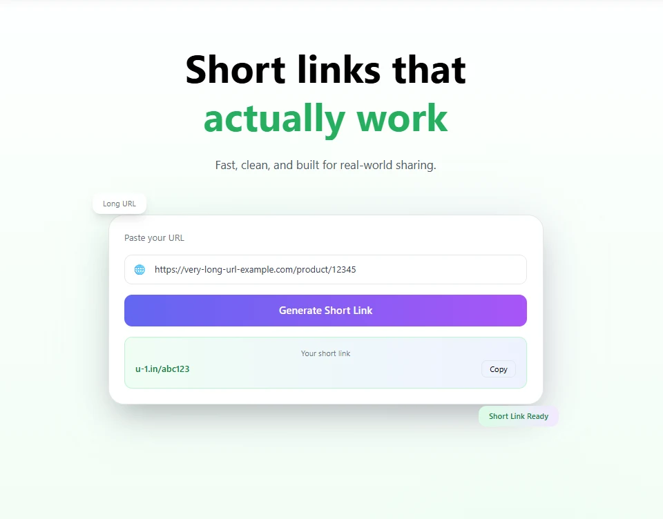 Altitude URL Shortener — paste a long URL, generate a short link, and get it ready to share instantly